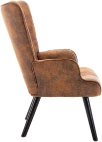 img 3 attached to 🪑 Dolonm Rustic Accent Chair: Vintage Wingback Chair with Microfiber Cushions, Mid Century Design, Tall Back & Arms, Solid Wood Legs - Perfect for Reading, Living Room, Bedroom, Waiting Room (Brown)