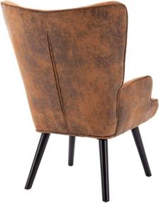 img 2 attached to 🪑 Dolonm Rustic Accent Chair: Vintage Wingback Chair with Microfiber Cushions, Mid Century Design, Tall Back & Arms, Solid Wood Legs - Perfect for Reading, Living Room, Bedroom, Waiting Room (Brown)