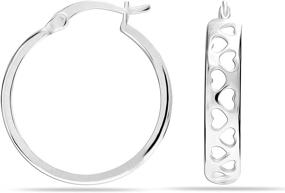 img 2 attached to 💕 LeCalla Sterling Silver Love Heart Infinity Linked Click-Top Hoop Earrings for Women and Girls - Enhanced for Better SEO