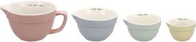 img 1 attached to 🌈 Cute and Colorful Creative Co-Op Set of 4 Batter Bowl Shaped Measuring Cups: Pink, Blue, Green & Yellow