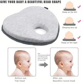 img 1 attached to 👶 LONOY Gray Newborn Baby Head Shaping Pillow - Flat Head Syndrome Prevention, Premium Memory Foam Infant Pillow for Neck & Head Support - Heart Shaped Design
