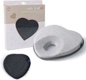 img 4 attached to 👶 LONOY Gray Newborn Baby Head Shaping Pillow - Flat Head Syndrome Prevention, Premium Memory Foam Infant Pillow for Neck & Head Support - Heart Shaped Design
