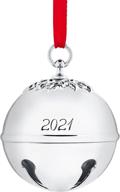 🔔 klikel sleigh bell 2021 ornament: silver christmas tree bell with red ribbon and gift box - engraved shiny bell ornament - 7th annual edition логотип