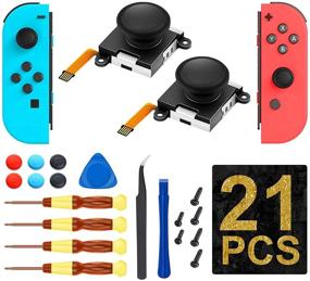 img 4 attached to 🎮 Enhanced 3D Analog Replacement Joystick Caps for Nintendo Switch Joycon Controller | [New Version] | Full Repair Tool Set Included | 2 Pack