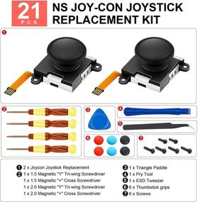 img 1 attached to 🎮 Enhanced 3D Analog Replacement Joystick Caps for Nintendo Switch Joycon Controller | [New Version] | Full Repair Tool Set Included | 2 Pack