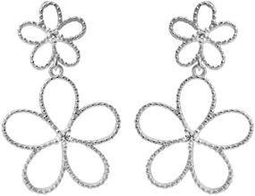 img 4 attached to Sterling Silver S925 CZ Crystal Filigree Flower Dangle Drop Stud Earrings - Sweet Flower Charm Dangling Earrings - Hypoallergenic & Dainty Jewelry Gifts for Women, Girls, Best Friend