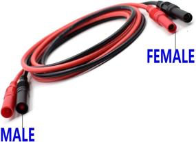 img 2 attached to 🔌 Male to Female 4mm Banana Plug Jack Extension for Meter Testing - Heavy Duty Silicone Wire Leads, Multimeter Probes Adapter - 14AWG (1 pair, 39.4")