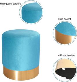 img 2 attached to 🪑 GOLDSUN Round Velvet Ottoman Footrest Stool: Stylish and Comfortable Padded Seat with Gold Metal Leg - Ideal for Living Room, Bedroom, and Kids Room Decor (Teal)