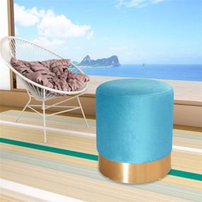 img 3 attached to 🪑 GOLDSUN Round Velvet Ottoman Footrest Stool: Stylish and Comfortable Padded Seat with Gold Metal Leg - Ideal for Living Room, Bedroom, and Kids Room Decor (Teal)