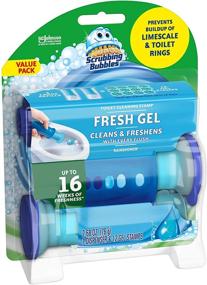 img 1 attached to 🚽 Scrubbing Bubbles Fresh Gel Toilet Cleaning Stamp - Rainshower Scent, Dispenser + 12 Gel Stamps, 2.68 Ounce