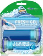 🚽 scrubbing bubbles fresh gel toilet cleaning stamp - rainshower scent, dispenser + 12 gel stamps, 2.68 ounce logo