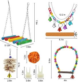 img 3 attached to WBYJ 17 Pack Handmade Bird Cage Toys with Bells, Parrots Swing Hanging Chewing Toys, Ideal for Love Birds, Finches, Parakeets, Cockatiels, Conures, Small Macaws - (A)