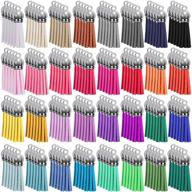 siquk 160 pcs keychain tassels in 32 colors - leather tassel bulk for diy crafts & keychains logo