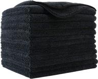 🧽 polyte premium microfiber cleaning towel – 16x16 inches, 12 pack – black logo