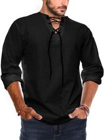 img 4 attached to Cotton Shirts Sleeve V Neck Casual