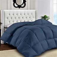 navy blue ldc twin comforter - fluffy microfiber down alternative duvet insert for single bed - breathable - washable quilted box stitched with corner tabs logo