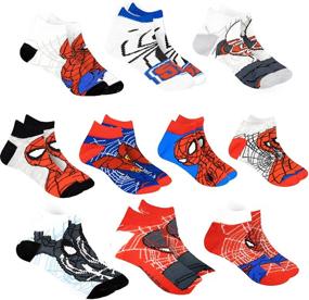 img 4 attached to 🕷️ Marvel Spider-Man Socks for Boys: 10-Pack Low Cut Socks, Ages 3-9