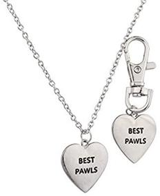 img 1 attached to 🐾 Matching Owner Necklace Set: LUX ACCESSORIES Best Pawls Pals BFF Dog Collar Keychain - Perfect Gift for Dog Lovers!