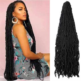 img 4 attached to 🔥 Мягкие Локоны 36 дюймов 3 шт: Длинные предварительно петлями Faux Locs крючком волосы для черных женщин - кудрявые богини Locs Kanekalon синтетические волокна продления (36 дюймов 3 шт, 1В)