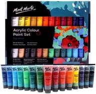 🎨 mont marte acrylic paint set 24 colours 36ml - versatile for canvas, wood, fabric, leather, cardboard, paper, mdf and crafts logo