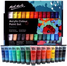 img 4 attached to 🎨 Mont Marte Acrylic Paint Set 24 Colours 36ml - Versatile for Canvas, Wood, Fabric, Leather, Cardboard, Paper, MDF and Crafts