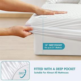 img 1 attached to 🌿 Premium Queen Size Bamboo Waterproof Mattress Protector by QUCH - Fitted Mattress Pad Cover with Cooling 3D Air Fabric, Deep Pocket (8"-21"), Breathable, Noiseless, Soft & Vinyl Free