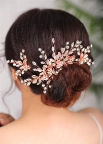 img 2 attached to Denifery Wedding Hair Comb - Vintage Bridal Headpiece with Pink Rhinestone Pearls, Flower, Leaf, and Crystal Accents - Includes 2 Pins - Perfect Wedding Hair Piece & Accessories