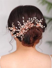 img 1 attached to Denifery Wedding Hair Comb - Vintage Bridal Headpiece with Pink Rhinestone Pearls, Flower, Leaf, and Crystal Accents - Includes 2 Pins - Perfect Wedding Hair Piece & Accessories