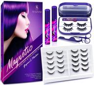 💕 arishine magnetic eyelashes and eyeliner kit - 10-pair reusable natural magnetic lashes, 2 pair fluffy magnetic eyelashes, 2 tubes of magnetic eyeliner with scissors, tweezers, and mirror case logo