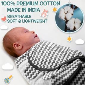 img 1 attached to 👶 3 Pack Baby Swaddle Blanket Wrap for Newborn Boys and Girls (0-3 Months/Size S-M) – 100% Cotton (Breathable for All Seasons) – Unisex Grey Design – Infant Sleep Sack Gift Set