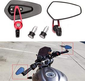 img 4 attached to Red Motorcycle Bar End Mirrors Rear View CNC Compatible With Honda GROM MSX125 CB500F Kawasaki Z125 Z650 Z750 Z800 Z900 ER6N ER6F