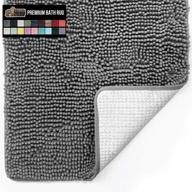 🛀 luxury grey chenille shaggy bath mat - gorilla grip soft quick-drying microfiber plush rug for bathtub and shower floor, machine washable bathroom carpet, 24x17 logo