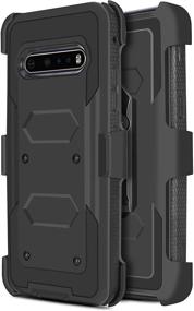 img 4 attached to 📱 High Impact Resistant Armor Case with Kickstand and Swivel Belt Clip Holster for LG V60 ThinQ - JACKPOT WIRELESS Heavy Duty Shock-Absorption Defender Case (Black)