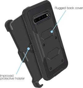 img 3 attached to 📱 High Impact Resistant Armor Case with Kickstand and Swivel Belt Clip Holster for LG V60 ThinQ - JACKPOT WIRELESS Heavy Duty Shock-Absorption Defender Case (Black)