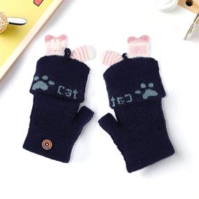 img 2 attached to ❄️ Ultimate Cold Weather Accessories for Toddler Girls: Convertible Gloves, Knitted Fingerless Style