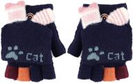 ❄️ ultimate cold weather accessories for toddler girls: convertible gloves, knitted fingerless style logo