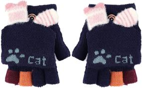 img 4 attached to ❄️ Ultimate Cold Weather Accessories for Toddler Girls: Convertible Gloves, Knitted Fingerless Style