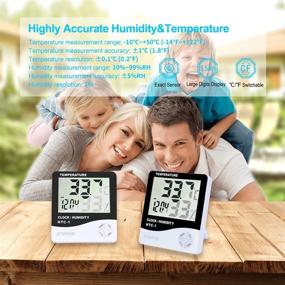 img 1 attached to 2 Pack Indoor Humidity Meters - Thermometer Hygrometer for Living Room, Bedroom, Reptiles, Greenhouse, Basement, Guitar - Temperature and Humidity Monitor