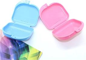 img 3 attached to 🦷 Durable 2PCS Retainer Mouthguard Denture Storage Case Set, in Vibrant Blue & Pink Colors