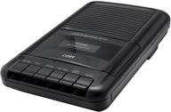 coby cvr22: portable cassette player & tape recorder with mic, handle, one-touch record & auto-stop - black logo