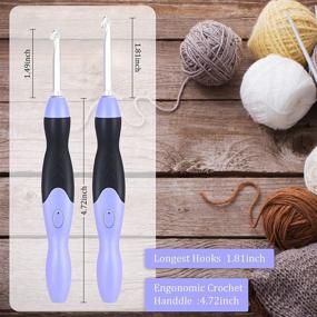 img 3 attached to 🪡 Lighted Crochet Hooks Set: Rechargeable, Interchangeable Heads, 11 Sizes (2.5mm-8mm) - Purple-Black Case for DIY Craft Supplies