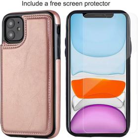 img 2 attached to 📱 JOYAKI iPhone 11 Wallet Case with Card Holder - Premium PU Leather, Kickstand, Card Slots, Free Screen Protector, Double Magnetic Clasp, Shockproof Cover - Rose Gold (6.1")