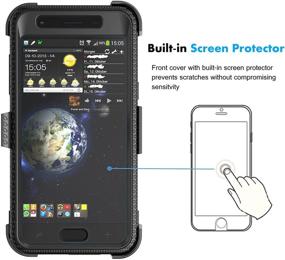 img 1 attached to 📱 Njjex Galaxy J7 Refine Case - Reliable Protection with Built-in Screen Protector, Swivel Holster Belt Clip, and Kickstand - Black