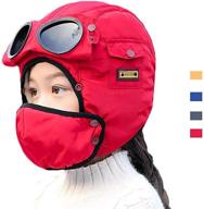 stay cozy and dry: unisex warm waterproof 🧢 trapper hat with detachable goggles for ultimate winter protection логотип