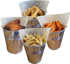 img 4 attached to 🍟 Goldenvalueable 12 Tinplate Metal Buckets: Perfect for French Fries Garden Parties! 4.2 Inch Tin Pails with Bonus Stickers