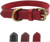 🐶 genuine leather dog collar: stylish red xxs for small, medium, and large puppies logo