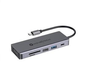 img 2 attached to 🔌 NOV8Tech Двухпортовая HDMI и VGA USB C станция: Тройная док-станция для MacBook Pro Air M1 и ноутбуков с Type C - 9 в 1 мультисоединительный адаптер-донгл с 2 портами USB 2.0, 100 Вт PD, аудио/микрофон, считыватель SD/Micro SD.