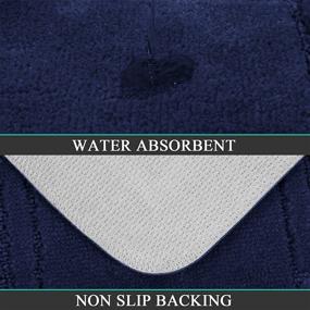 img 1 attached to 🛁 Pauwer 3 Piece Non-Slip Bathroom Rugs Set - Bath Mat, Contour Mat, and Toilet Lid Cover - Water Absorbent, Washable Shower Mats - Navy