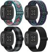 4 pack elastic bands compatible with fitbit versa 3 bands / fitbit sense bands wellness & relaxation logo