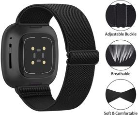 img 2 attached to 4 Pack Elastic Bands Compatible With Fitbit Versa 3 Bands / Fitbit Sense Bands Wellness & Relaxation